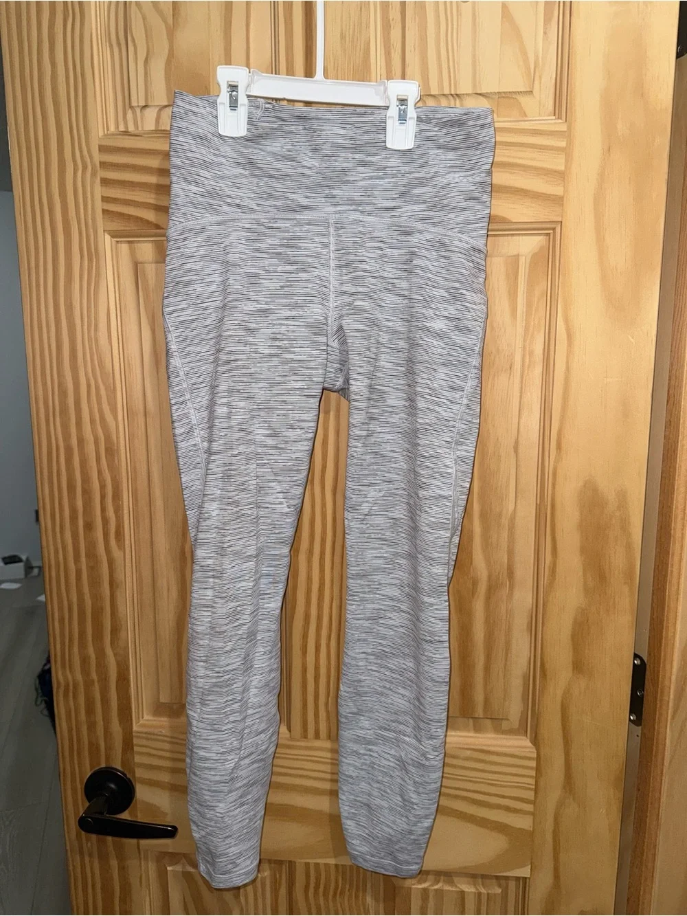lululemon athletica Gray & White Striped High-Rise Leggings